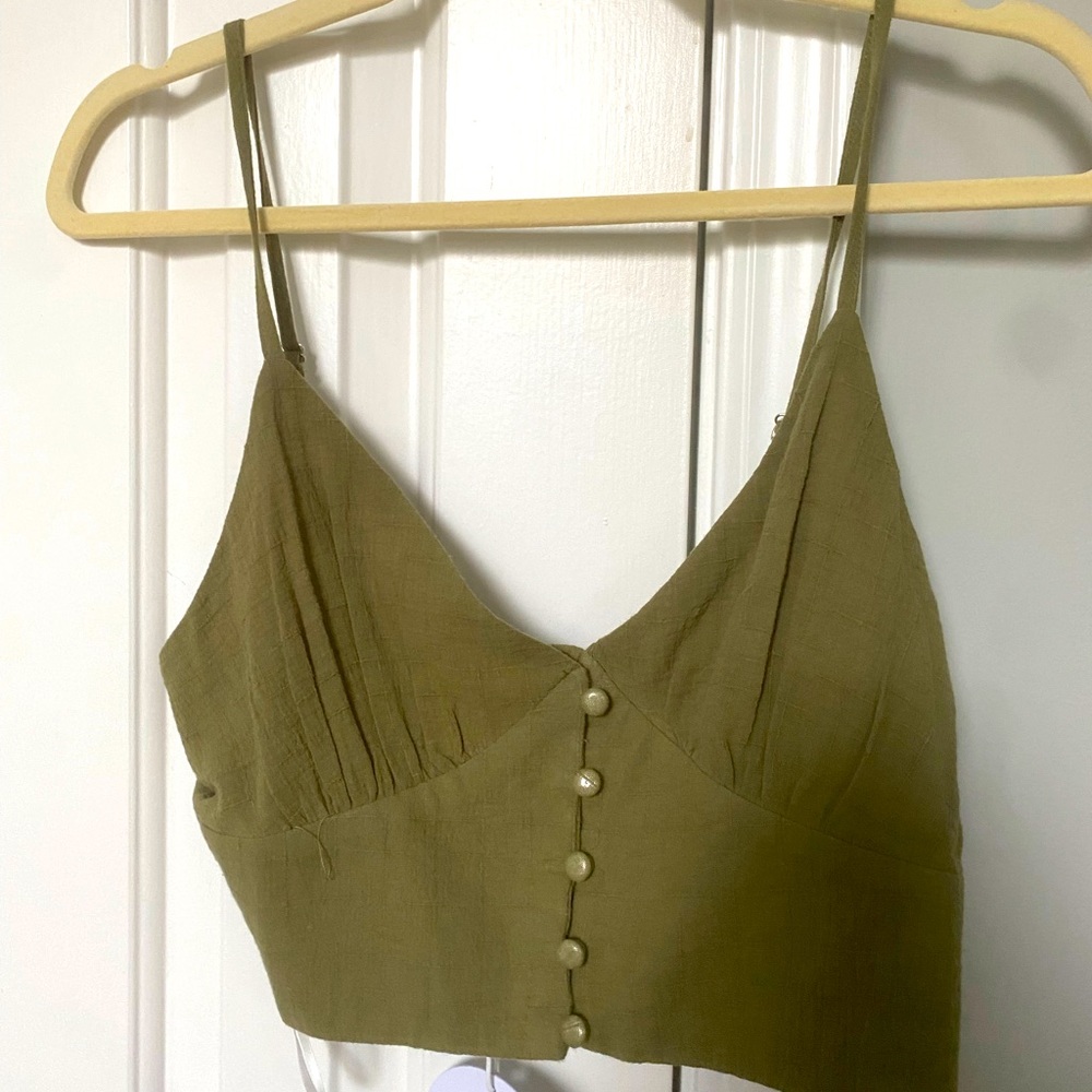 Princess Polly army green cropped tank NWT